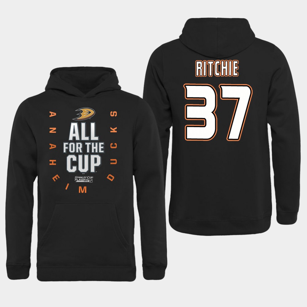 NHL Men Anaheim Ducks #37 Ritchie Black All for the Cup Hoodie